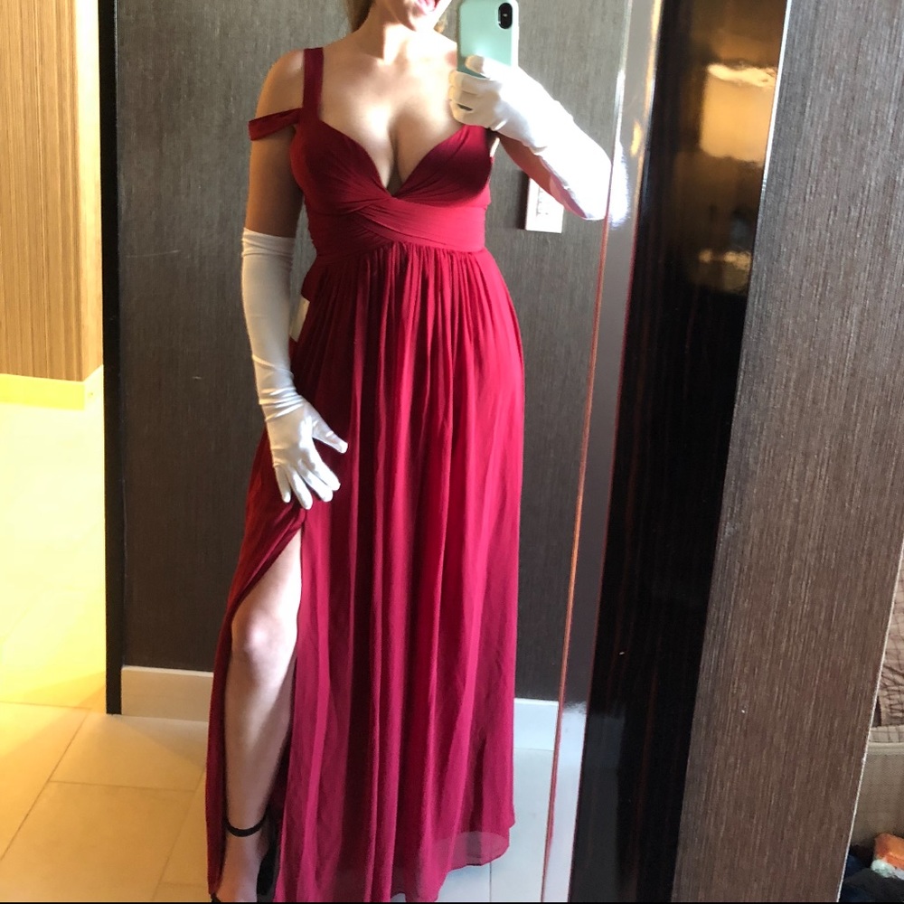 Lulu’s Ocean of Elegance Wine Red Maxi Dress - Medium
